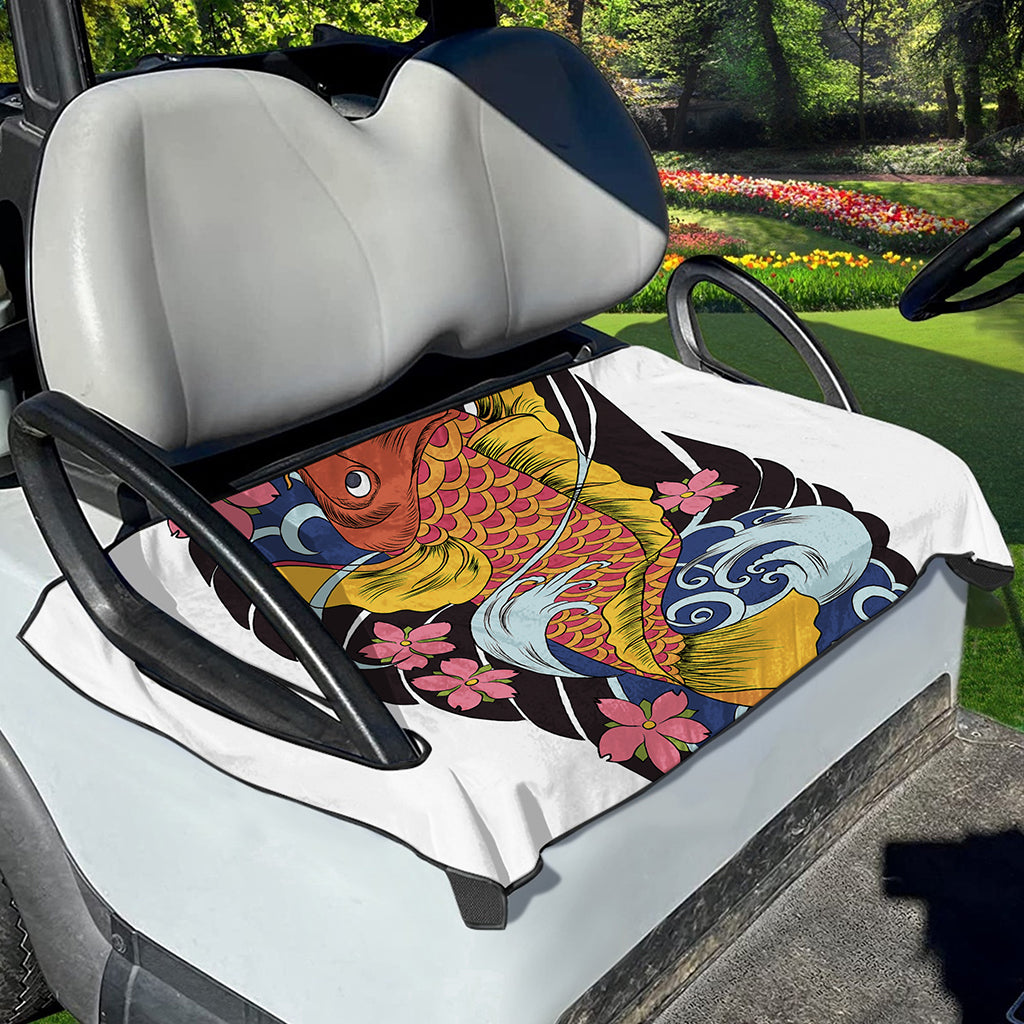 Japanese Koi And Flower Tattoo Print Golf Cart Seat Cover