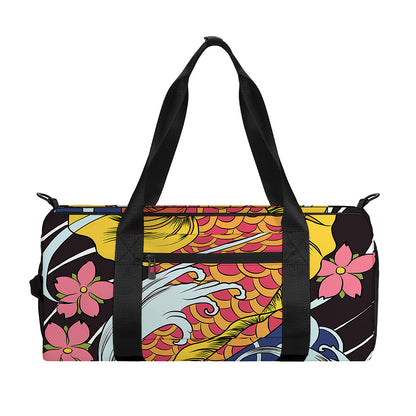 Japanese Koi And Flower Tattoo Print Gym Bag