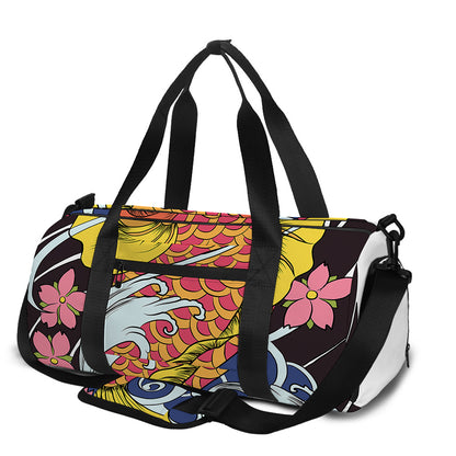 Japanese Koi And Flower Tattoo Print Gym Bag
