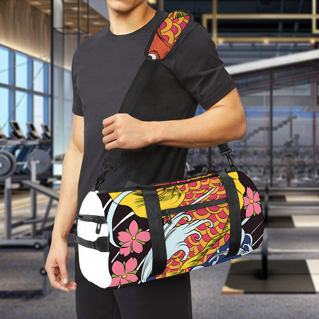 Japanese Koi And Flower Tattoo Print Gym Bag