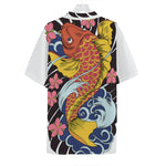 Japanese Koi And Flower Tattoo Print Hawaiian Shirt