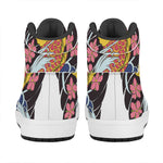 Japanese Koi And Flower Tattoo Print High Top Leather Sneakers