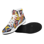 Japanese Koi And Flower Tattoo Print High Top Leather Sneakers