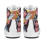 Japanese Koi And Flower Tattoo Print High Top Leather Sneakers