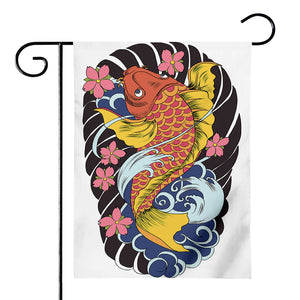 Japanese Koi And Flower Tattoo Print House Flag