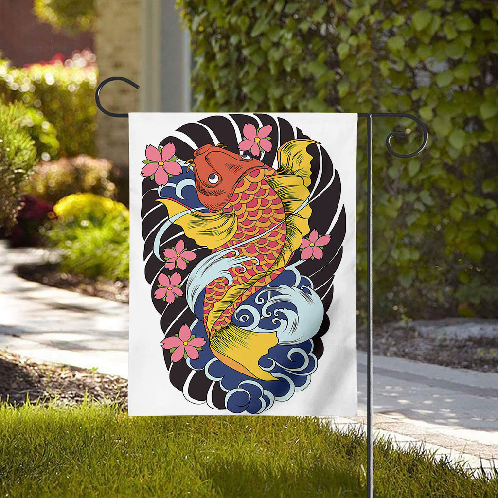 Japanese Koi And Flower Tattoo Print House Flag