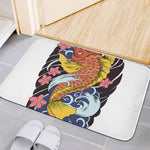 Japanese Koi And Flower Tattoo Print Indoor Door Mat