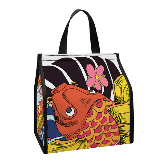 Japanese Koi And Flower Tattoo Print Insulated Lunch Tote
