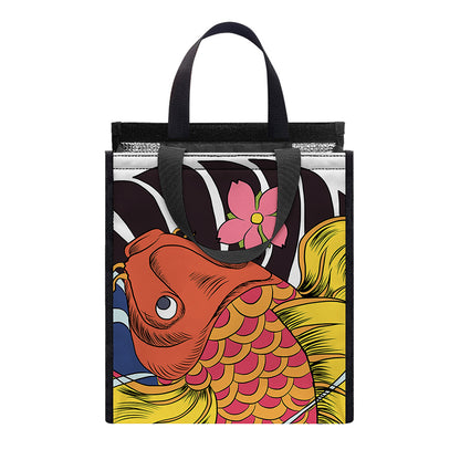 Japanese Koi And Flower Tattoo Print Insulated Lunch Tote