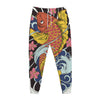 Japanese Koi And Flower Tattoo Print Jogger Pants