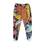 Japanese Koi And Flower Tattoo Print Jogger Pants