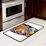 Japanese Koi And Flower Tattoo Print Kitchen Mat