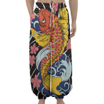 Japanese Koi And Flower Tattoo Print Lantern Pants