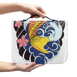 Japanese Koi And Flower Tattoo Print Leather Bible Cover
