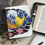 Japanese Koi And Flower Tattoo Print Leather Bible Cover