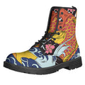Japanese Koi And Flower Tattoo Print Lace-Up Boots