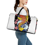 Japanese Koi And Flower Tattoo Print Leather Duffle Bag