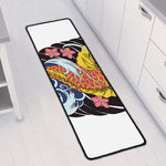 Japanese Koi And Flower Tattoo Print Long Kitchen Mat