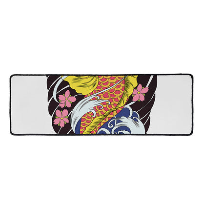 Japanese Koi And Flower Tattoo Print Long Kitchen Mat
