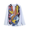 Japanese Koi And Flower Tattoo Print Long Sleeve Short Coat