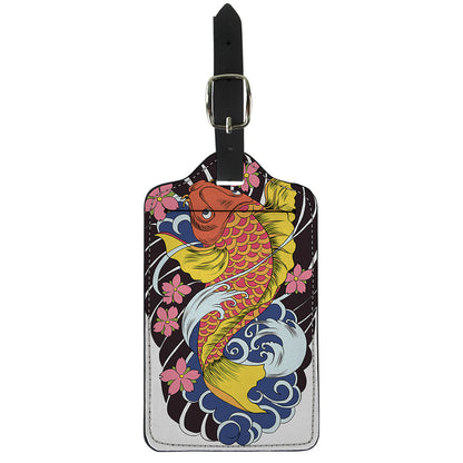 Japanese Koi And Flower Tattoo Print Luggage Tag