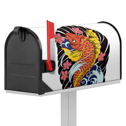 Japanese Koi And Flower Tattoo Print Mailbox Cover