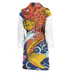 Japanese Koi And Flower Tattoo Print Men's Bathrobe