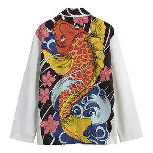 Japanese Koi And Flower Tattoo Print Men's Blazer