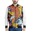 Japanese Koi And Flower Tattoo Print Men's Bomber Jacket