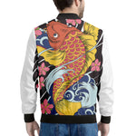 Japanese Koi And Flower Tattoo Print Men's Bomber Jacket