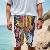 Japanese Koi And Flower Tattoo Print Men's Cargo Shorts