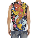 Japanese Koi And Flower Tattoo Print Men's Fitness Tank Top