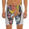 Japanese Koi And Flower Tattoo Print Men's Long Boxer Briefs