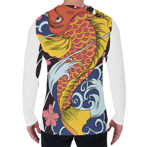 Japanese Koi And Flower Tattoo Print Men's Long Sleeve T-Shirt