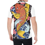 Japanese Koi And Flower Tattoo Print Men's Shirt