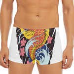 Japanese Koi And Flower Tattoo Print Men's Short Boxer Briefs