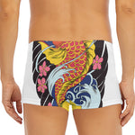 Japanese Koi And Flower Tattoo Print Men's Short Boxer Briefs