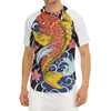 Japanese Koi And Flower Tattoo Print Men's Short Sleeve Rash Guard