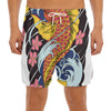 Japanese Koi And Flower Tattoo Print Men's Split Running Shorts