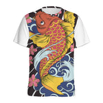 Japanese Koi And Flower Tattoo Print Men's Sports T-Shirt