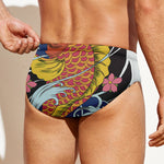 Japanese Koi And Flower Tattoo Print Men's Swim Briefs