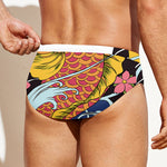 Japanese Koi And Flower Tattoo Print Men's Swim Briefs