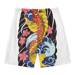 Japanese Koi And Flower Tattoo Print Men's Swim Trunks