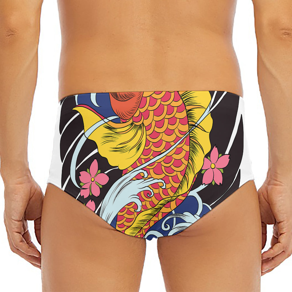 Japanese Koi And Flower Tattoo Print Men's Triangle Swim Briefs