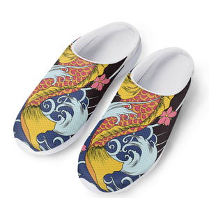 Japanese Koi And Flower Tattoo Print Mesh Casual Shoes