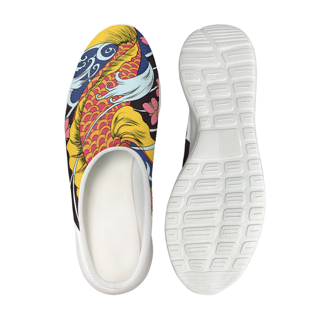 Japanese Koi And Flower Tattoo Print Mesh Casual Shoes