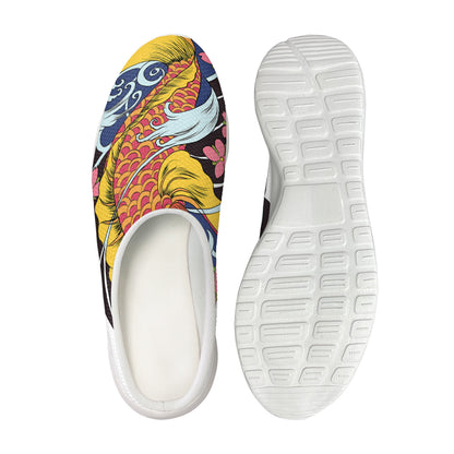 Japanese Koi And Flower Tattoo Print Mesh Casual Shoes
