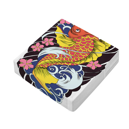 Japanese Koi And Flower Tattoo Print Outdoor Seat Cushion Cover