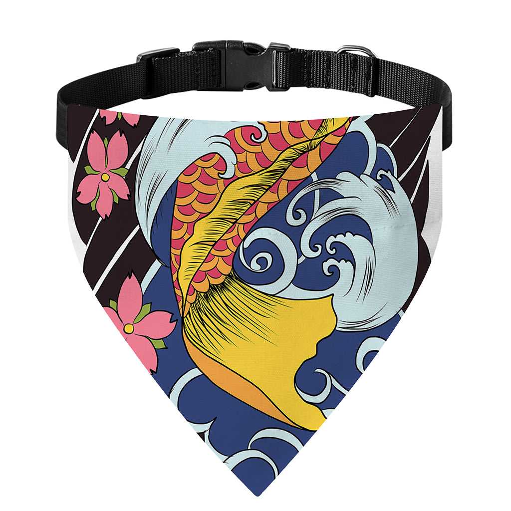 Japanese Koi And Flower Tattoo Print Over The Collar Dog Bandana