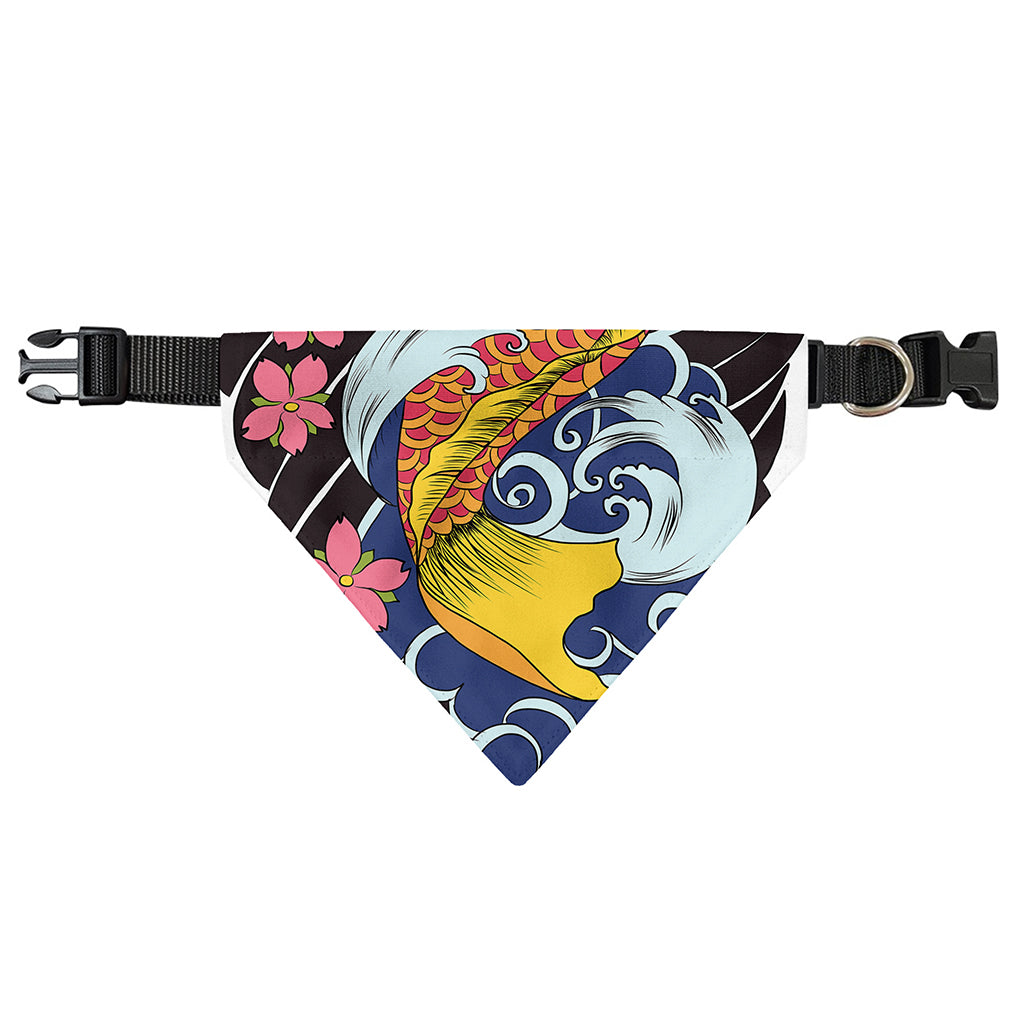 Japanese Koi And Flower Tattoo Print Over The Collar Dog Bandana
